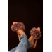 Mauve Feathered Ladies Slippers With Sequin